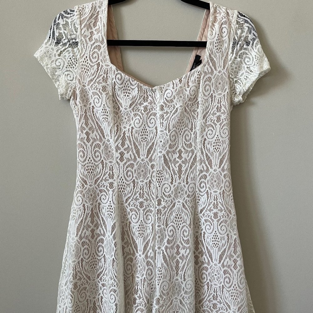 White Lace Tie Back Romper